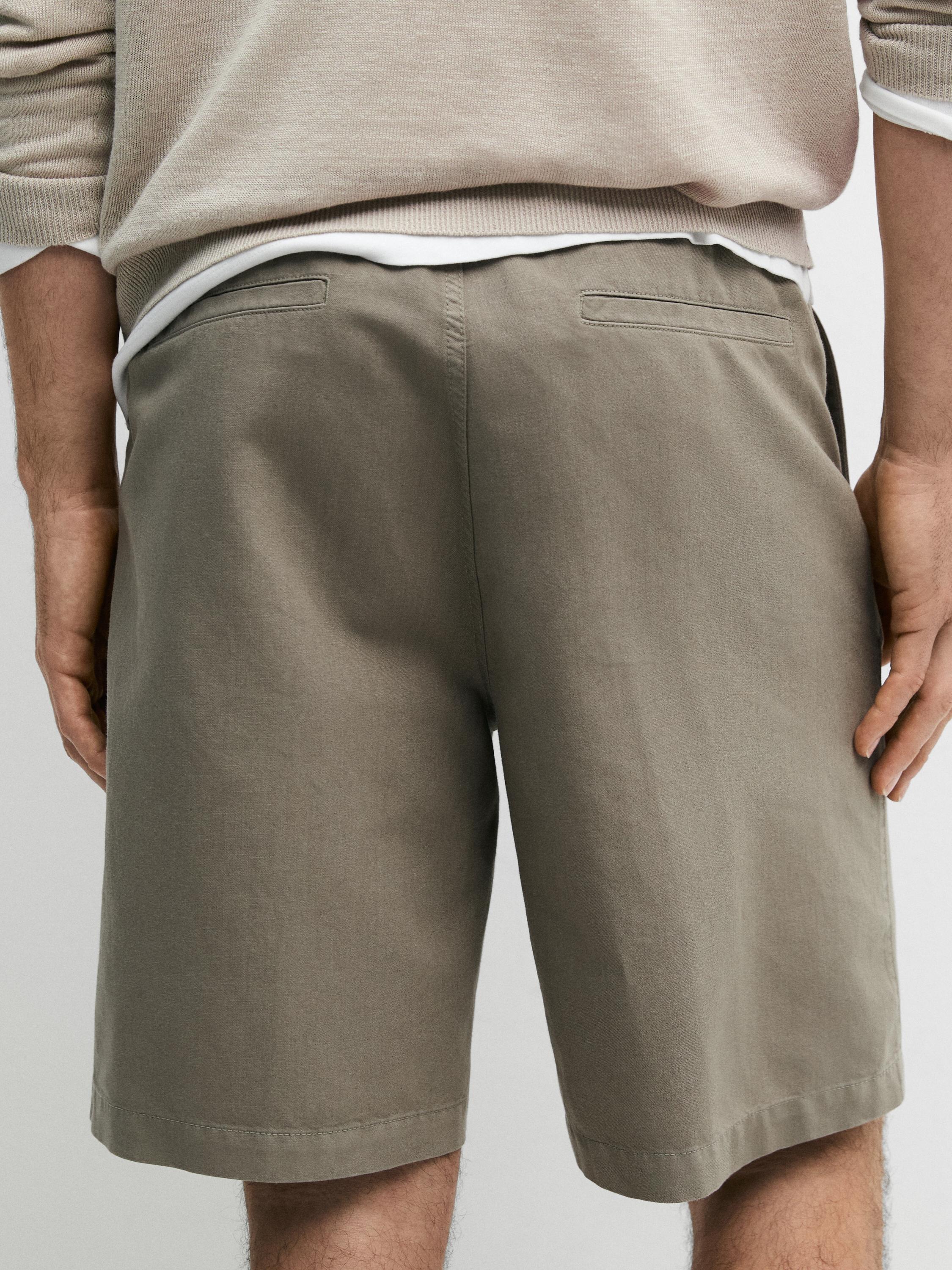 Linen blend Bermuda shorts